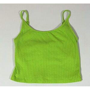 Old Navy Lime Green Ribbed Shelf-Bra Cami Camisole Tank Crop Top Shirt Size S 💚